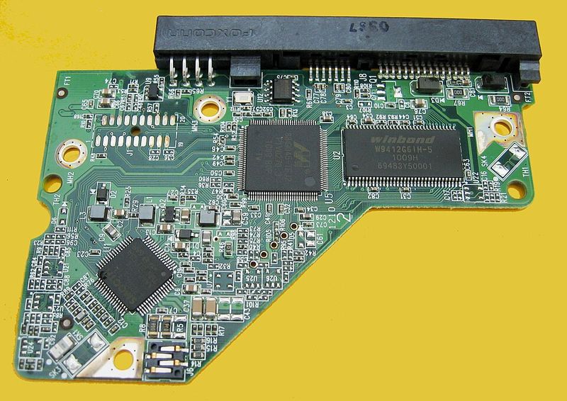 Corroded contact pads on a circuit board from moisture exposure